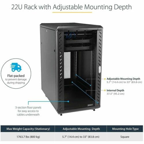 22U SERVER RACK CABINET NETWORK EQUIPMENT RACK ENCLOSURE