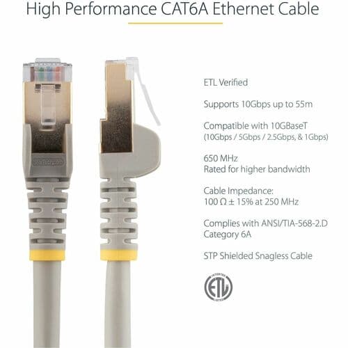 7FT GREY CAT6A ETHERNET CABLE SNAGLESS RJ45 UTP PATCH CABLE CORD