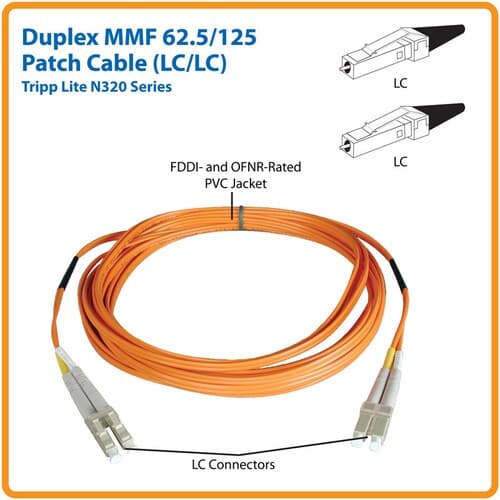 61M CAT5 DUPLEX MULTIMODE FIBER LC/LC 62.5/125 PATCH CABLE 200FT