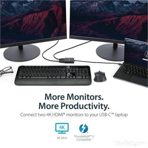 USBC HDMI MULTI MONITOR ADAPTER 2 PT USB C TO HDMI SPLITTER MST HUB