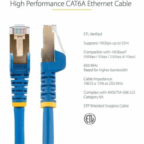 15FT BLUE CAT6A ETHERNET CABLE SNAGLESS RJ45 UTP PATCH CABLE CORD