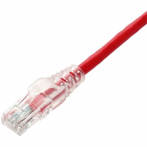 15FT RED CAT6 UTP PVC SNAGLESS EASY CLEAR BOOT TAA PATCH