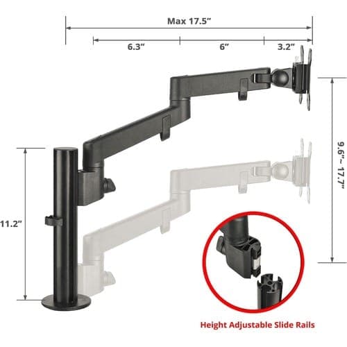 MULTI-ANGLE SINGLE POLE ARM MONITOR DESK MOUNT