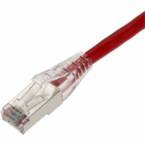 6FT RED CAT6 STP PVC SNAGLESS EASY CLEAR BOOT TAA PATCH