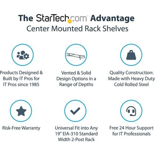 2U SERVER RACK SHELF UNIVERSAL CENTER MOUNT VENTED CANTILEVER TRAY