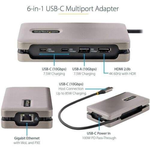 USB C MULTIPORT ADAPTER 100W PD 4K HDMI USB HUB MINI TRAVEL DOCK