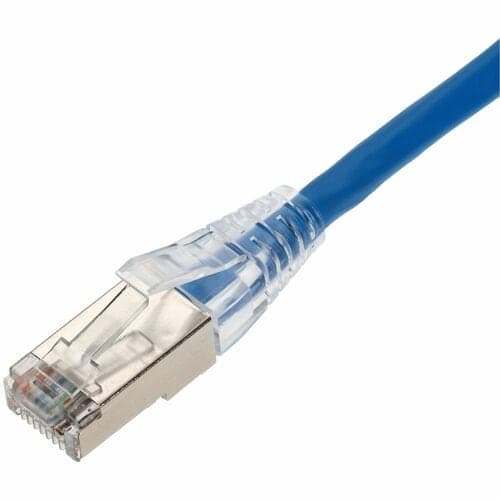 25FT BLUE CAT6 STP PVC SNAGLESS EASY CLEAR BOOT TAA PATCH