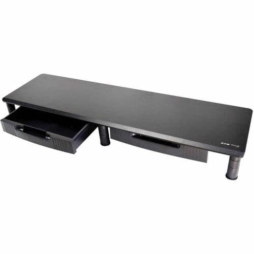 EXTRA-WIDE DUAL-MONITOR RISER W STORAGE DRAWERS 39X11IN BLACK TAA