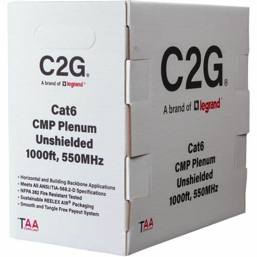 C2G BULK CAT6 UTP CMP TAA WHITE C2G 1000FT CAT6 ETHERNET CABLE CMP
