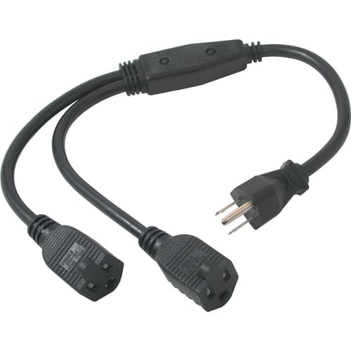 1 TO 2 POWER CORD SPLITTER M/F 2X 5-15R TO 1X 5-15P