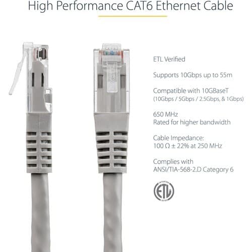 10FT GRAY CAT6 ETHERNET CABLE RJ45 UTP PATCH CABLE GIGABIT LAN