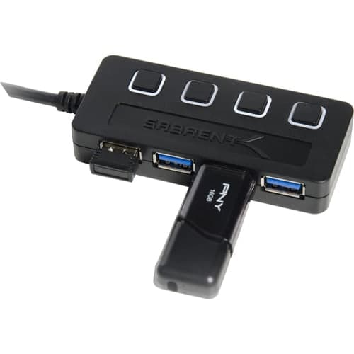 4PORT USB 3.0 HUB WITH POWER ADAPTER AND LED SWITCHES