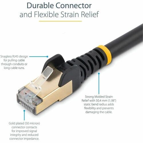 6FT BLACK CAT6A ETHERNET CABLE SNAGLESS RJ45 UTP PATCH CABLE CORD