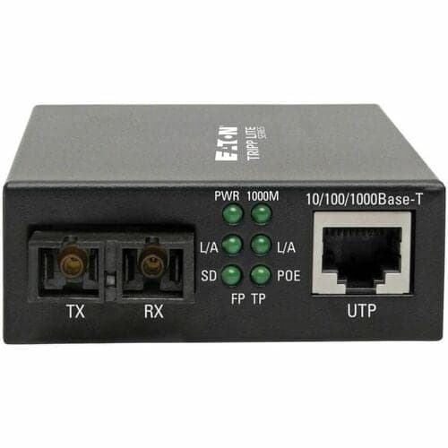 SC MMF FIBER TO GBE MEDIA CONVERTER POE+ 10/100/1000 2KM