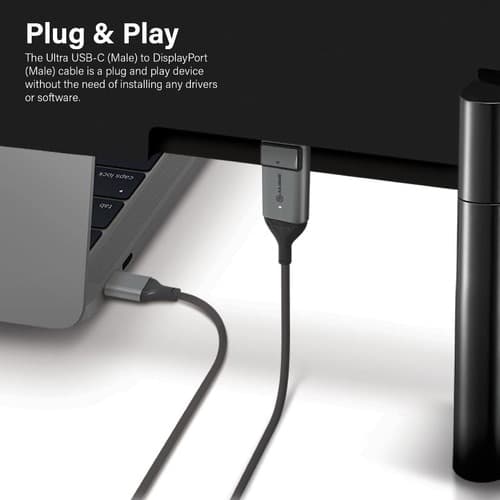 2M ULTRA USB-C  MALE  TO DP MALE CABLE 4K 60HZ WITH LED WHITE