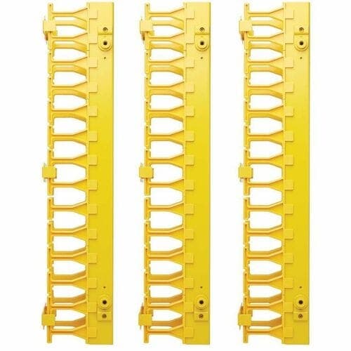 VERTICAL CABLE MANAGER YELLOW HIGH-CAPACITY DOUBLE FINGER DUCT