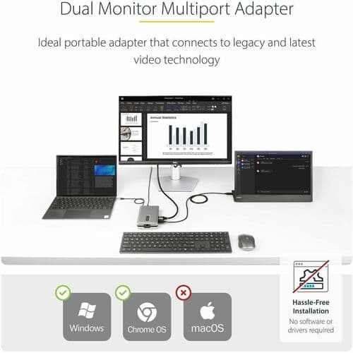 USB C MULTIPORT ADAPTER 100W PD 4K HDMI VGA MST MINI TRAVEL DOCK