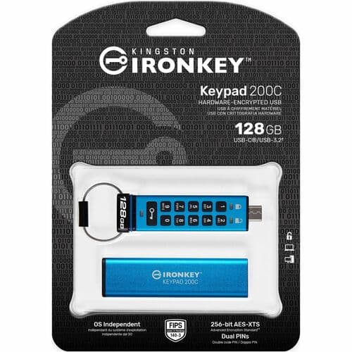 128GB USB-C IRONKEY KEYPAD 200C FIPS 140-3 LVL 3 (PENDING) AE