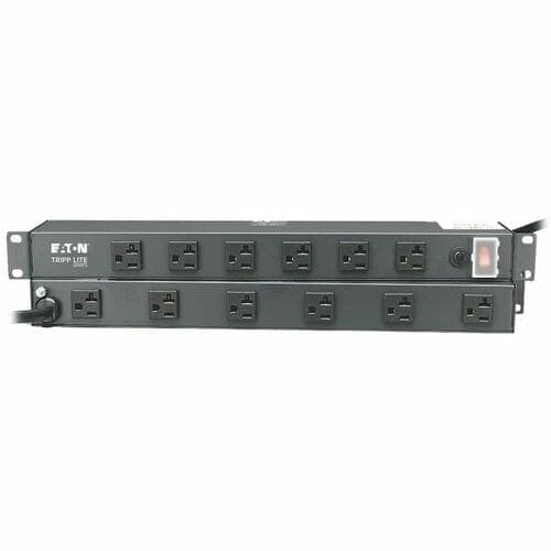12 OUTLET RACKMOUNT POWER STRIP 1U 6 FRONT 6 REAR 15FT CORD L5-20P