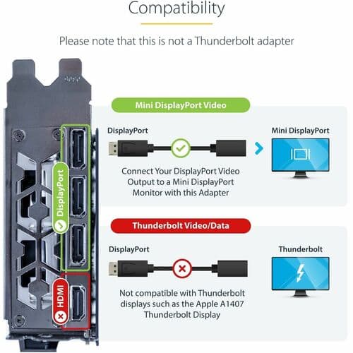 DISPLAYPORT TO MINI DISPLAYPORT CABLE ADAPTER DP TO MDP SHORT CORD