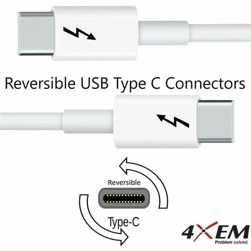 1M THUNDERBOLT 3 20GBPS EMARKED PASSIVE USB C 4K PD 100W -WHITE M/M
