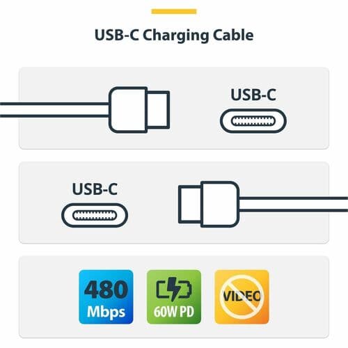 10FT WHITE USB-C CHARGING CABLE 60W POWER DELIVERY M/M TYPE-C