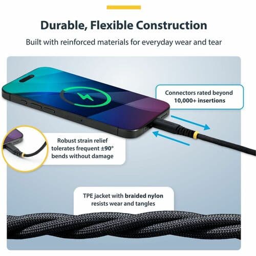 10FT USB-C CHARGING CABLE 60W PD/RUGGED USB 2.0 CHARGER CORD
