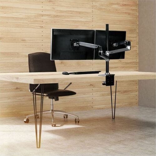 LX DUAL STACKING ARM TALL POLE BRIGHT POLISHED ALUMINUM BLK ACCENT