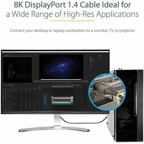 3FT 8K DISPLAYPORT 1.4 CABLE DP 1.4 HBR3 VIDEO CORD VESA CERTIFIED