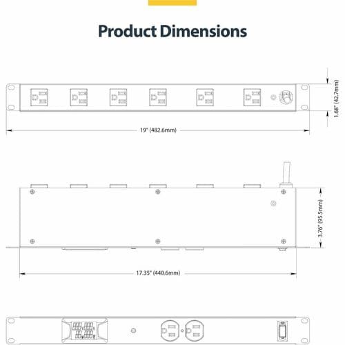 8-OUTLET HORIZONTAL RACK MOUNT PDU - 1U POWER DISTRIBUTION TAA