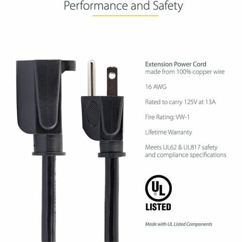 10FT POWER EXTENSION CORD NEMA 5-15R TO 5-15P COMPUTER POWER CORD