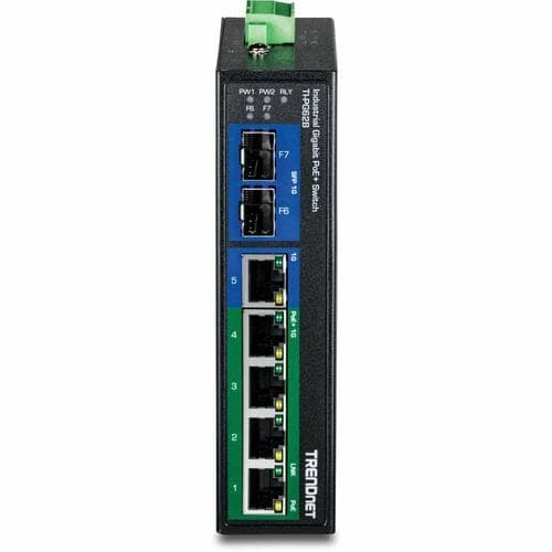 6-PORT INDUSTRIAL GIGABIT POE POE+ DIN-RAIL SWITCH 12 - 56 V