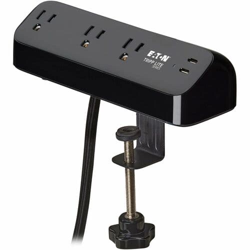 3OUTLET SURGE PROTECTOR 2 USB-C 5-15R 30W PD DESK CLAMP 10FT CORD