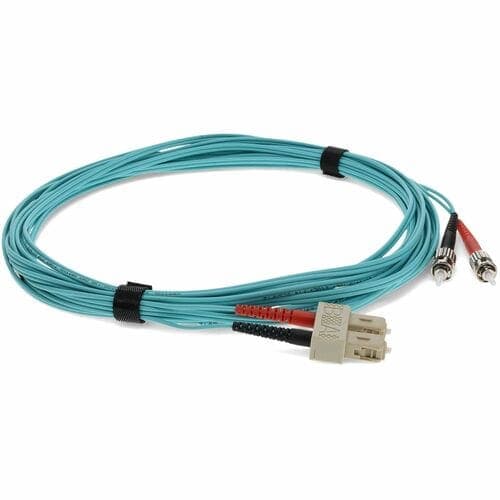 5M ST/SC MALE TO MALE DUPLEX LOMM OM3 AQUA PATCH CABLE