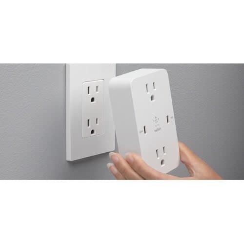 USB-C PD WALL PLATE 68W 2X AC WH 03-RETAIL BOX