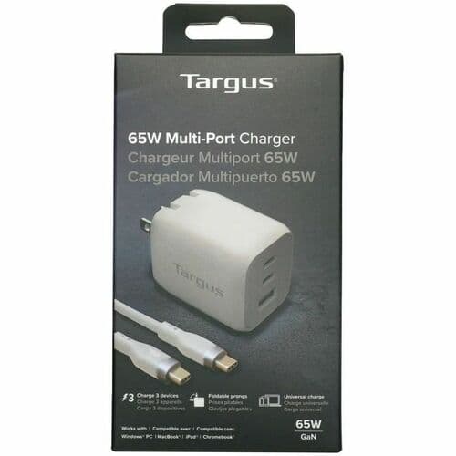 65W USB-C MULTI-PORT GAN WALL CHARGER WHITE