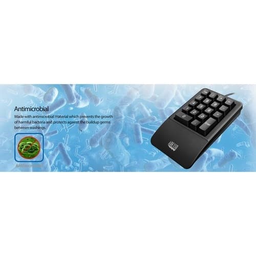 18KEY WATERPROOF NUMERIC KEYPAD MEDICAL GRADE WASHABLE USB BLK