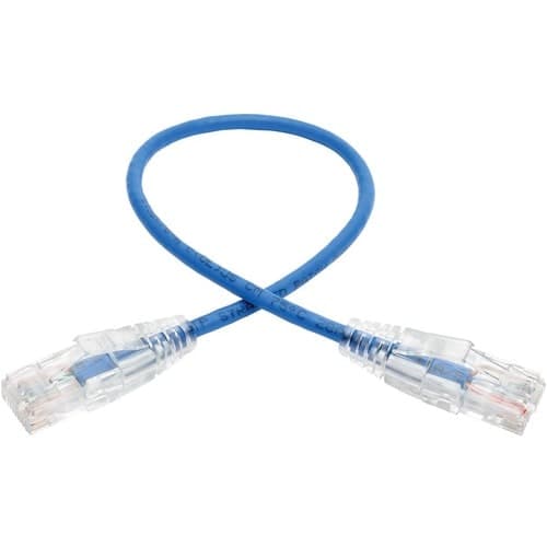 1FT CAT6 PATCH CABLE SLIM BLUE GIGABIT MOLDED SNAGLESS UTP PVC M/M