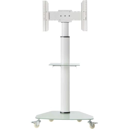 ROLLING TV CART FOR 37IN70IN FROSTED GLASS BASE AND SHELF WHITE