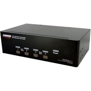 4 PORT DUAL MONITOR DVI KVM SWITCH TWO SCREEN DISPLAYS DVI KVM