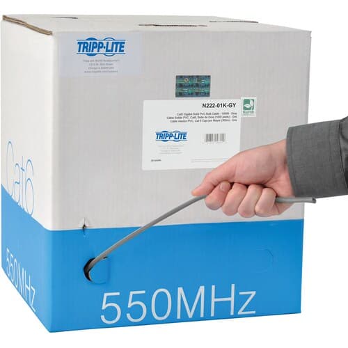 1000FT CAT6 BULK CABLE GRAY GIGABIT SOLID CORE CMR PVC 23 AWG