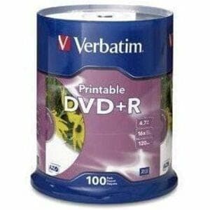 100PK DVD+R 16X 4.7GB WHITE INKJET PRINTABLE SPINDLE