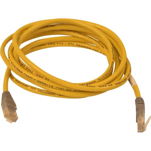 25FT CAT5E YELLOW CROSSOVER CABLE MOLDED GRAY BOOT ROHS
