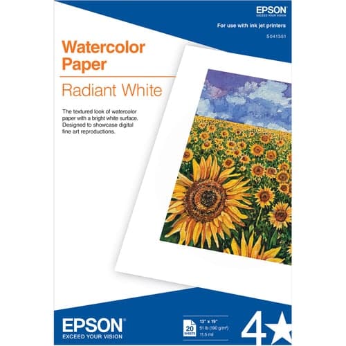 20 SHEET 13X19 A3 WATERCOLOR RADIANT WHITE PAPER STYLUS 2000P