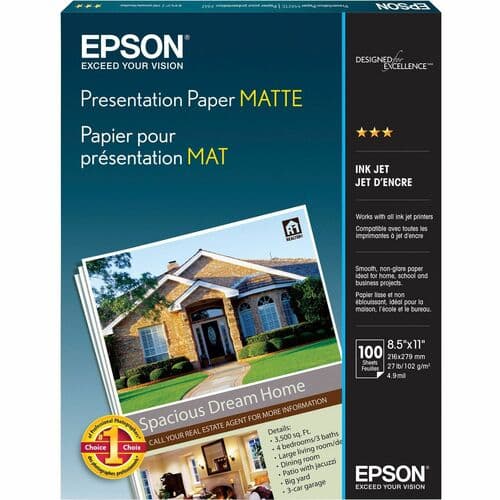 100 SHEET 8.5X11 MATTE LTR PHOTO QUALITY ALL STYLUS COLOR PRNT