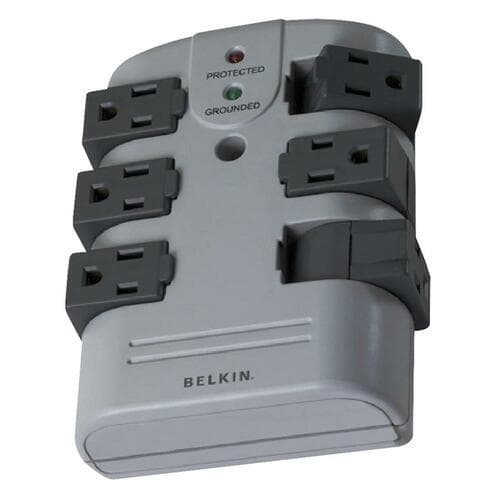 6OUT SURGE PROTECTOR FLAT PLUG PIVOT-PLUG WALL MOUNT