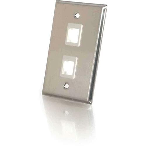 SINGLE GANG 2PORT STAINLESS STEEL KEYSTONE WALL PLATE