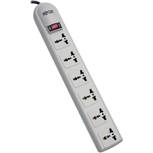 6 OUTLET SURGE STRIP 1.8M CORD BRITISH PLUG 750 JOULES 230V GRAY