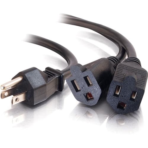 6FT 5-15P TO 2X5-15R M/F 16AWG POWER CORD SPLITTER