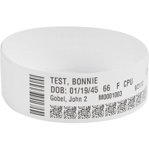 6PK ZBAND DT WHITE WRISTBANDS 0.75IN X 11IN 200/ROLL ADHESIVE TAB